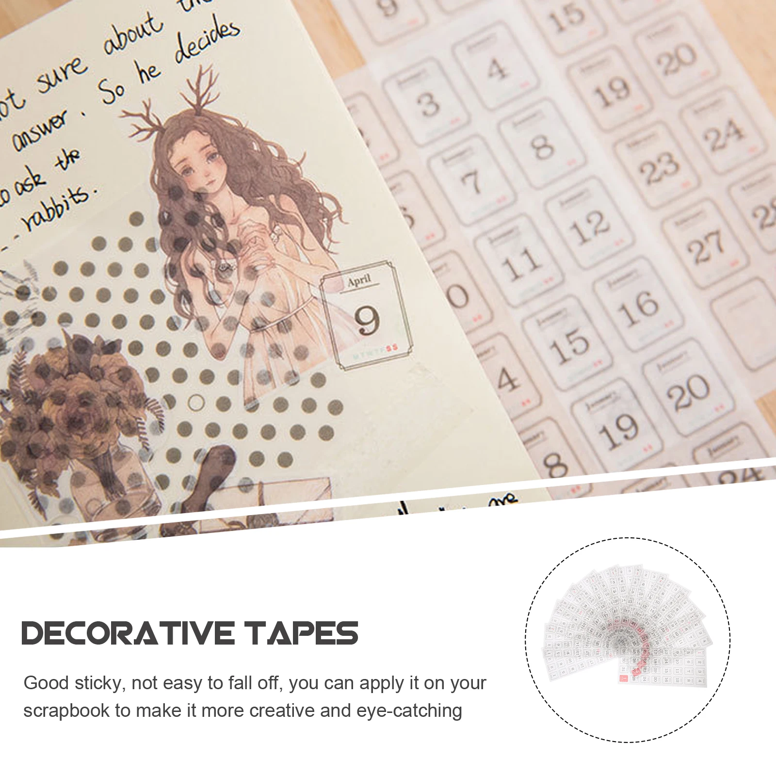

Date Label Sticker Planner Stickers for Paper Journal Washi Diary Calendar Notebook Book Tabs Household Planner DIY Portable