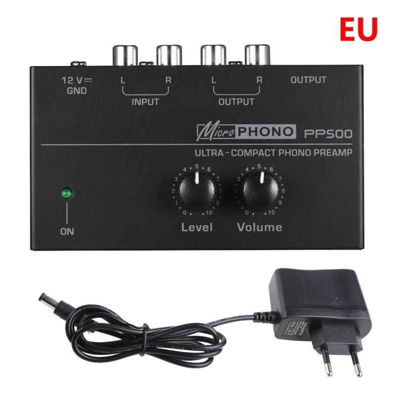 

PP500 Phono Preamp Preamplifier with Level Volume Controls RCA Input Output 1/4" TRS Output Interfaces for LP Vinyl Turntable