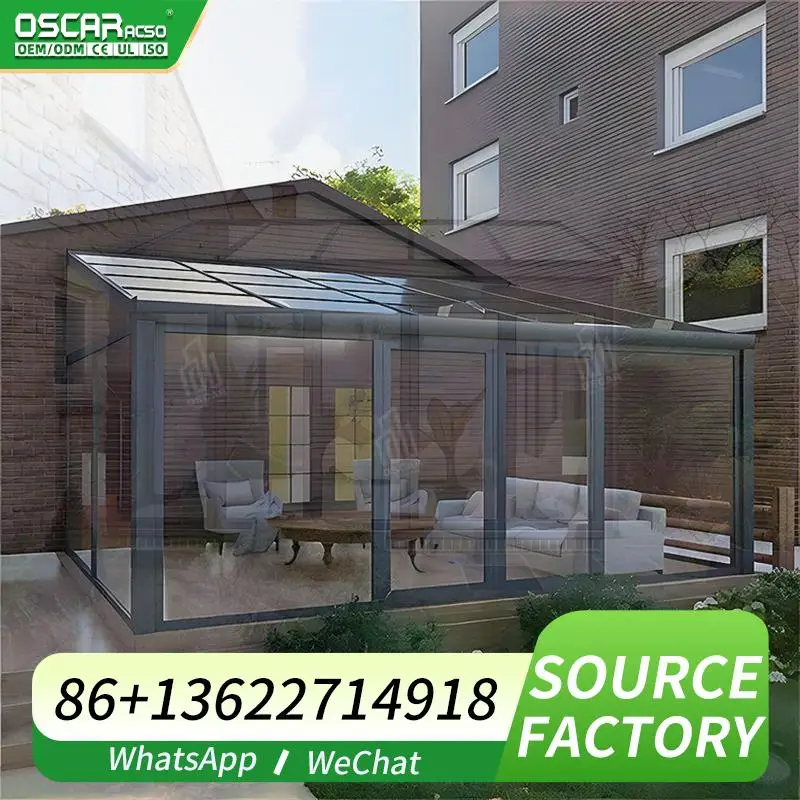 4 Season Winter Prefab Retractable Glass Sunrooms for Terraces Gardens Outdoor Areas sunroom