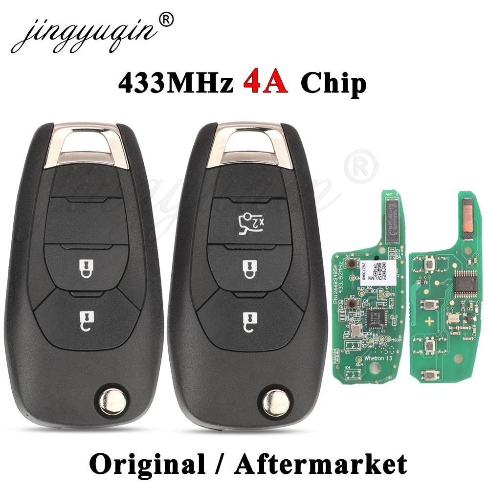 

jingyuqin 433.92Mhz FSK 4A Chip Car Remote Flip Key For Chevrolet Cruze 2015 Cavalier Trax Sonic Spark 2019+ Original PCB