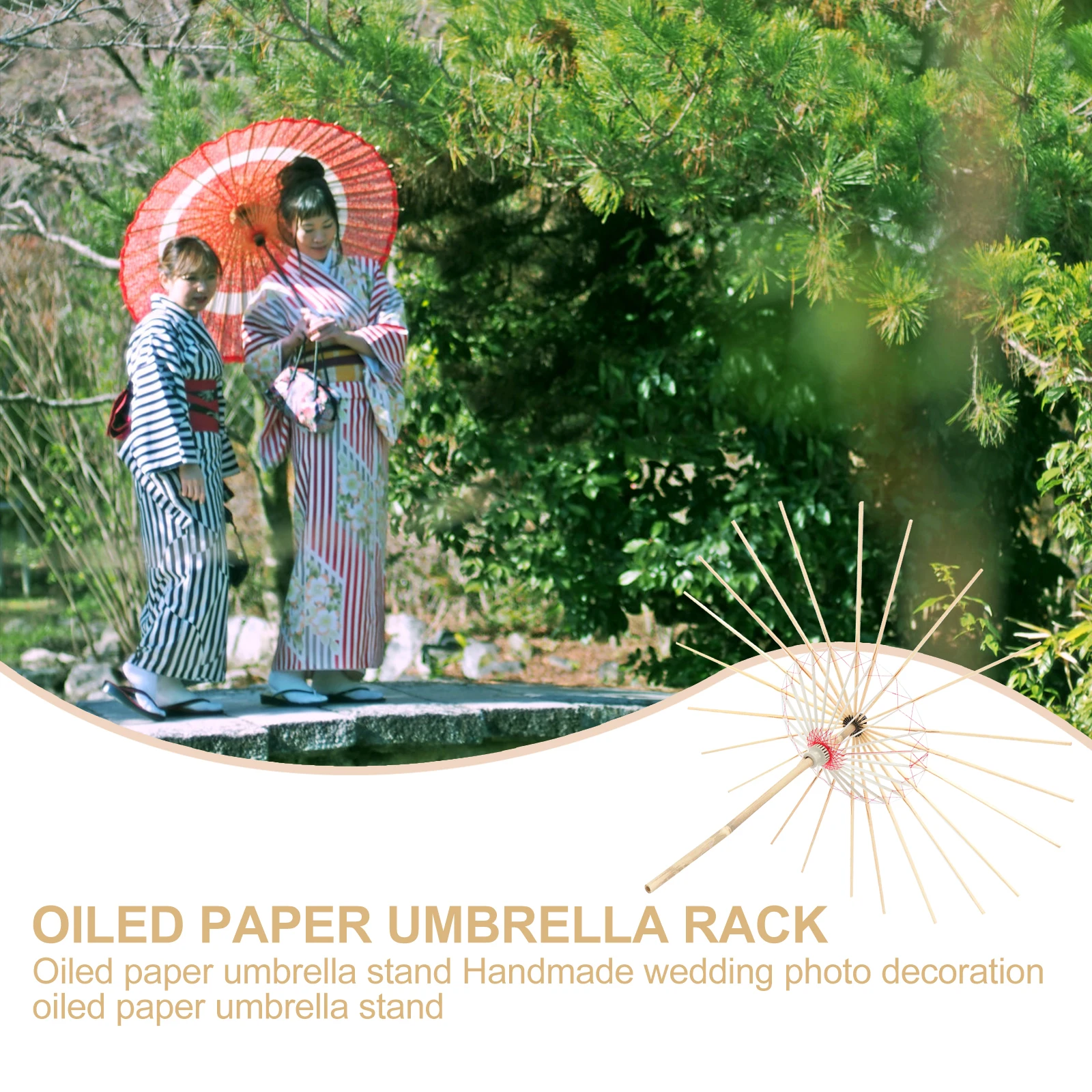 

2pcs Oiled Paper Umbrella Stands Classical Decorative Umbrella Racks Party Decoration Gift Oil Support