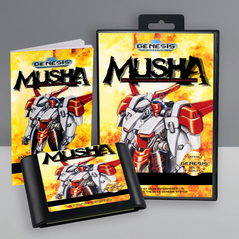 

16-битная игровая карта Musha с руководством по коробке для картриджа игровой консоли Sega Megadrive