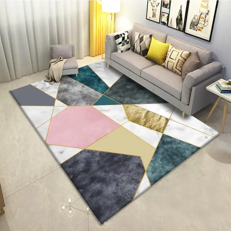 VIKAMA Living Room Carpet Luxurious And Simple Modern Abstract Bedroom Bedside Rug Dirt-Resistant And Easy To Clean Home Decor