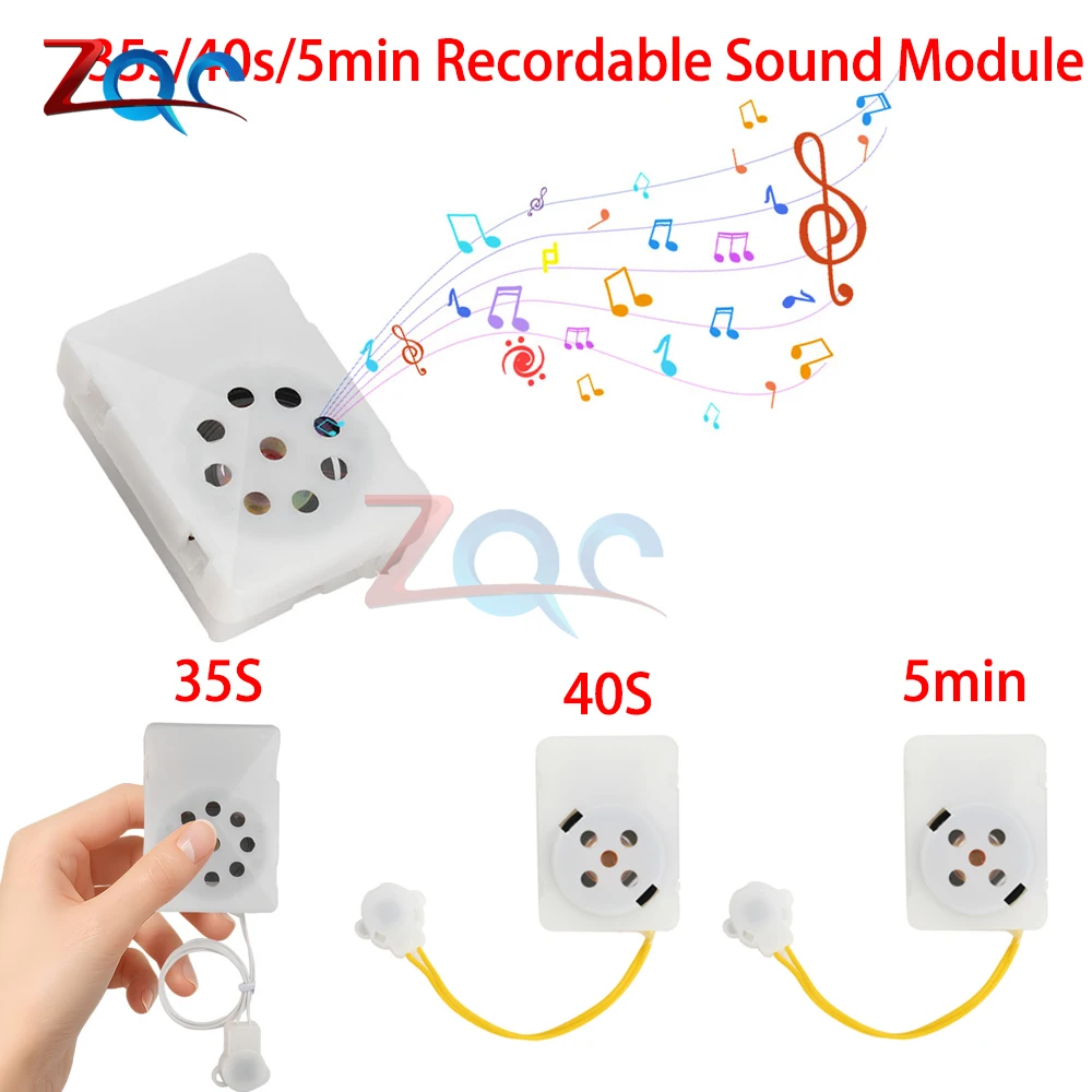 35s/40s/5min Plush Toy Voice Message Recorder Voice Box Sound Module Plush Toy Voice Message Recorder Device Clear Voice Recorde