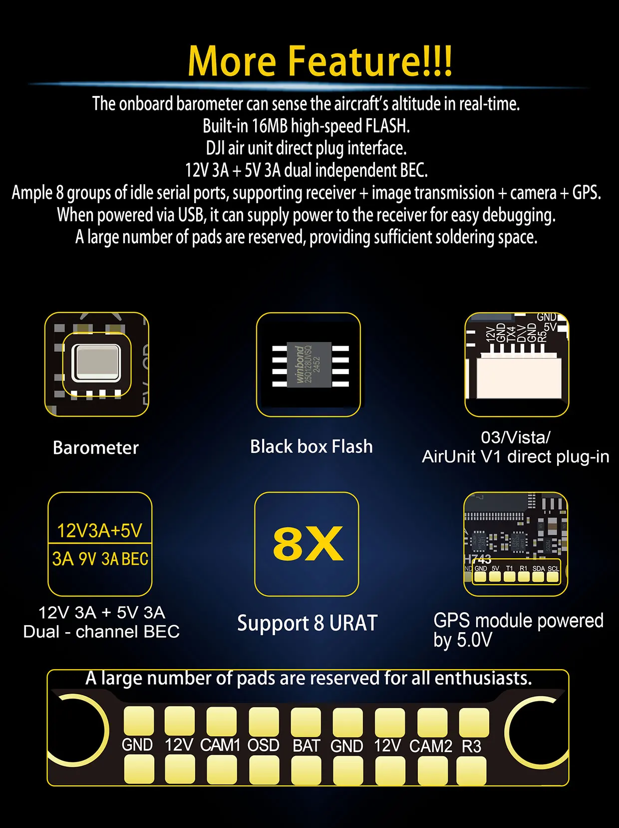 DAKEFPV H743 12S 120A Stack INAV Betaflight Ardupilot H743 FC Flugsteuerung FPV Stack für 13 15 18 Zoll FPV Drohnenrahmen – Detail 11