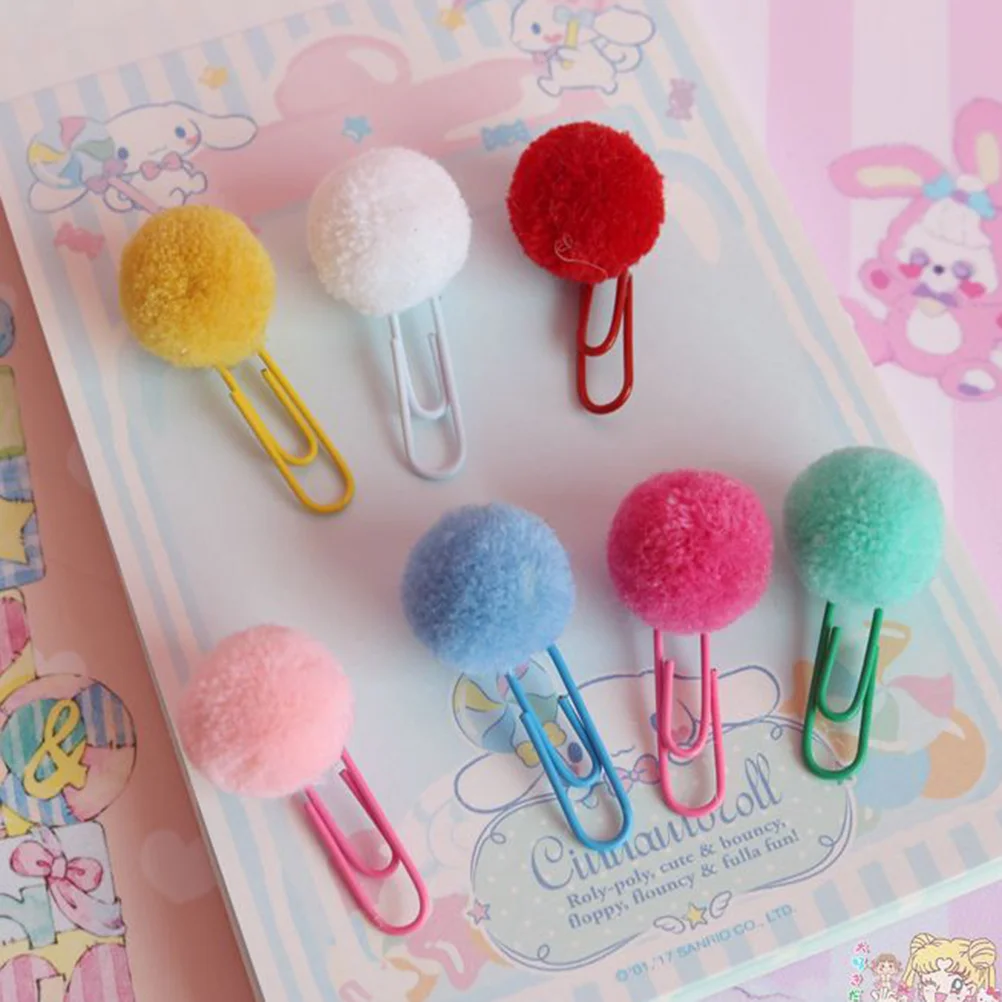 Trombones Kawaii en forme de boule en peluche, signet, pince, mémo, trombone, cadeau de nouveauté, document aléatoire, 24 pièces