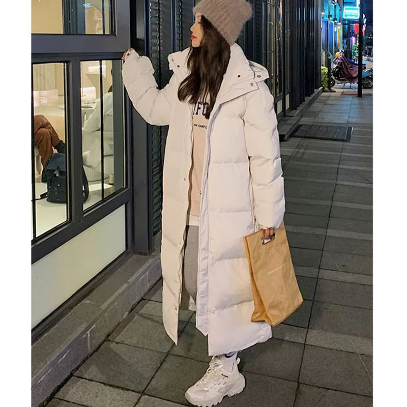 Women Sweet Loose Solid‑Color Stand Collar Long Coat High‑Quality Thick Long‑Sleeve Versatile Commuter Winter Outerwear
