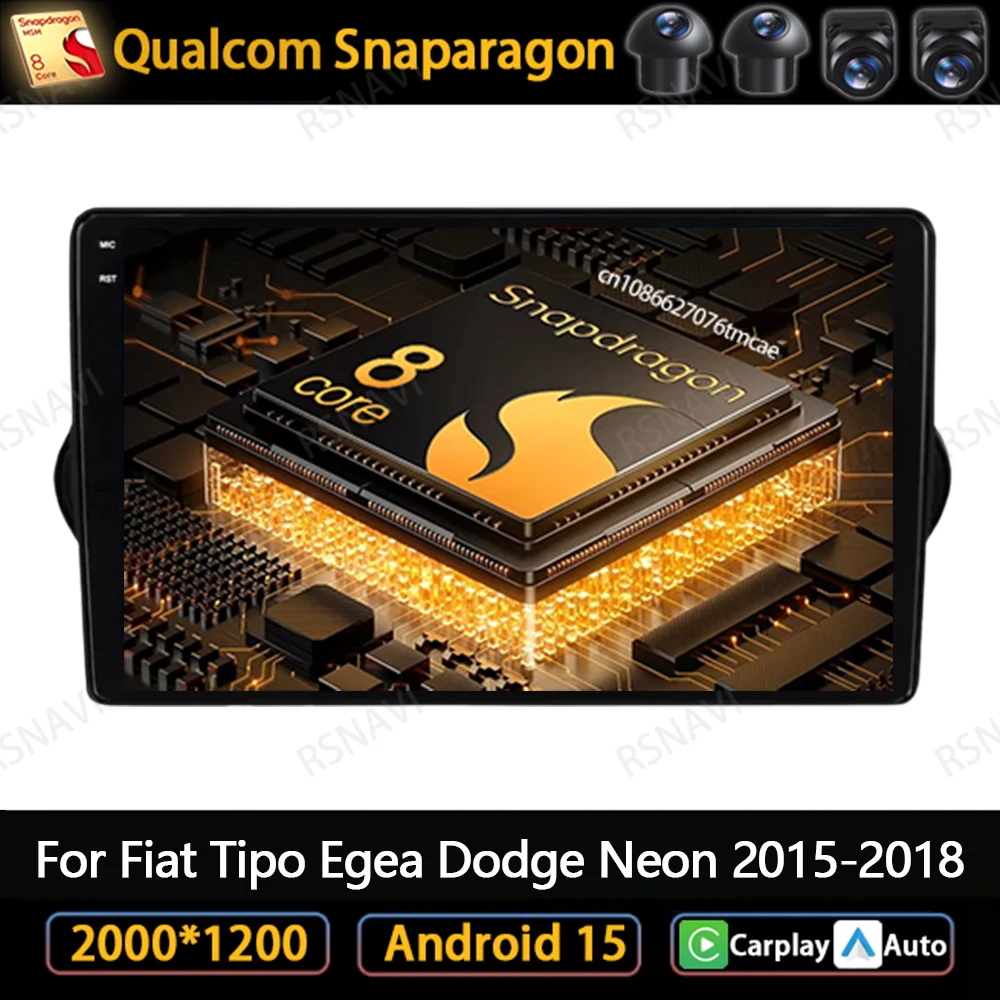 

Android 15 Car Radio For Fiat Tipo Egea Dodge Neon 2015-2018 Wireless Autoradio 360 Camera Qualcomm WIFI+4G Multimedia 8 Core BT