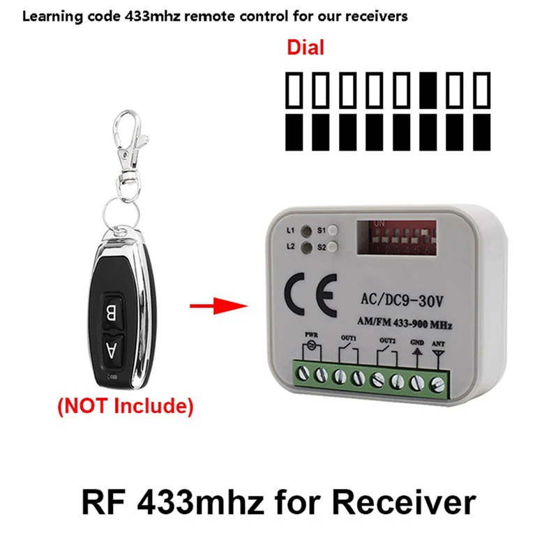 

B68C 3X Universal Garage Door Remote Control Receiver 2CH Controller Switch For Transmitter RX Multi Frequency 433-900Mhz