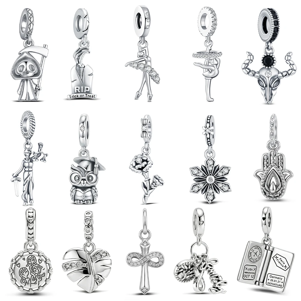 925 Sterling Silber Fatima Hand Anhänger Engel Reiseanhänger Passend für Original-Armbänder DIY Schmuck Abschlussgeschenk für Frauen