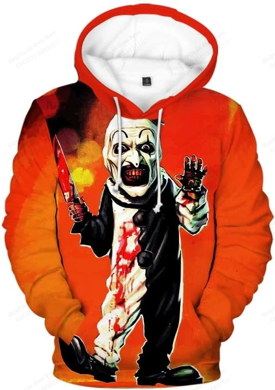Sudaderas con capucha con estampado 3d de película de terror Terrifier para hombre y mujer, Sudadera con capucha de gran tamaño a la moda, abrigo para mujer, ropa para hombre nueva