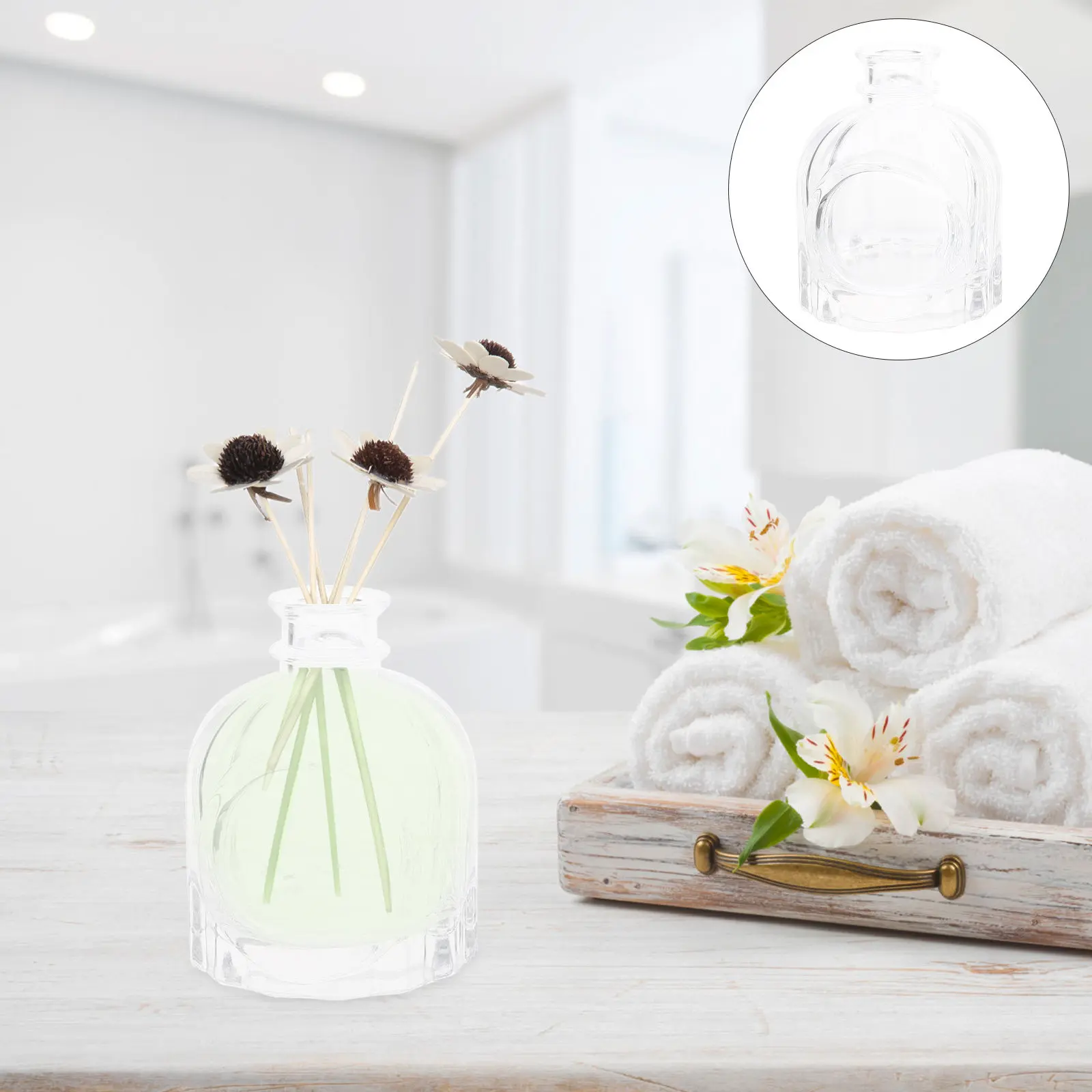 4Pcs Refillable Diffuser Bottles 100Ml Clear Glass Aroma Bottles for Aromatherapy Essential Oil Display Desktop Small Bottle