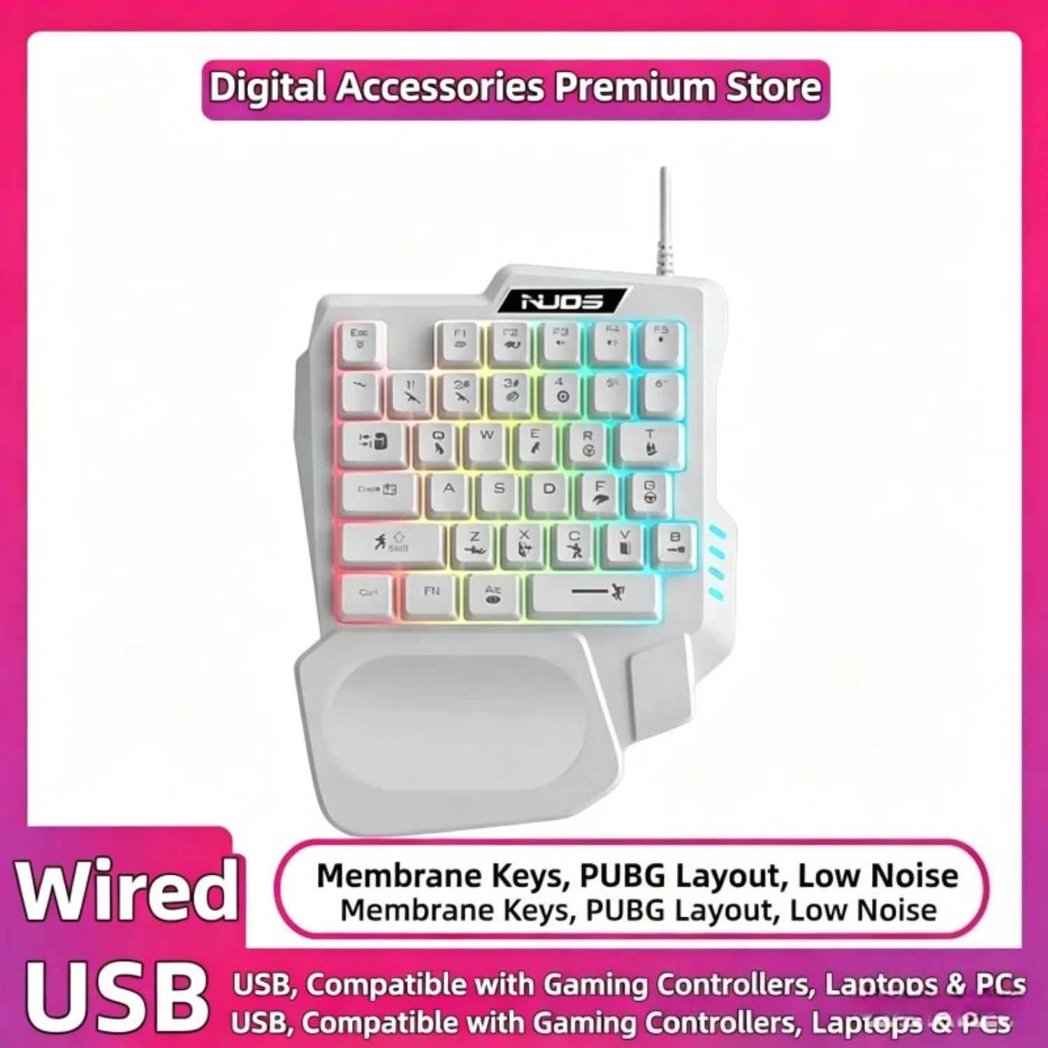 

35keys Left Hand Mechanical One Handed Gaming Keyboard, Wired Portable Mini Keypad E-sports Keyboard for Laptop Desktop PC
