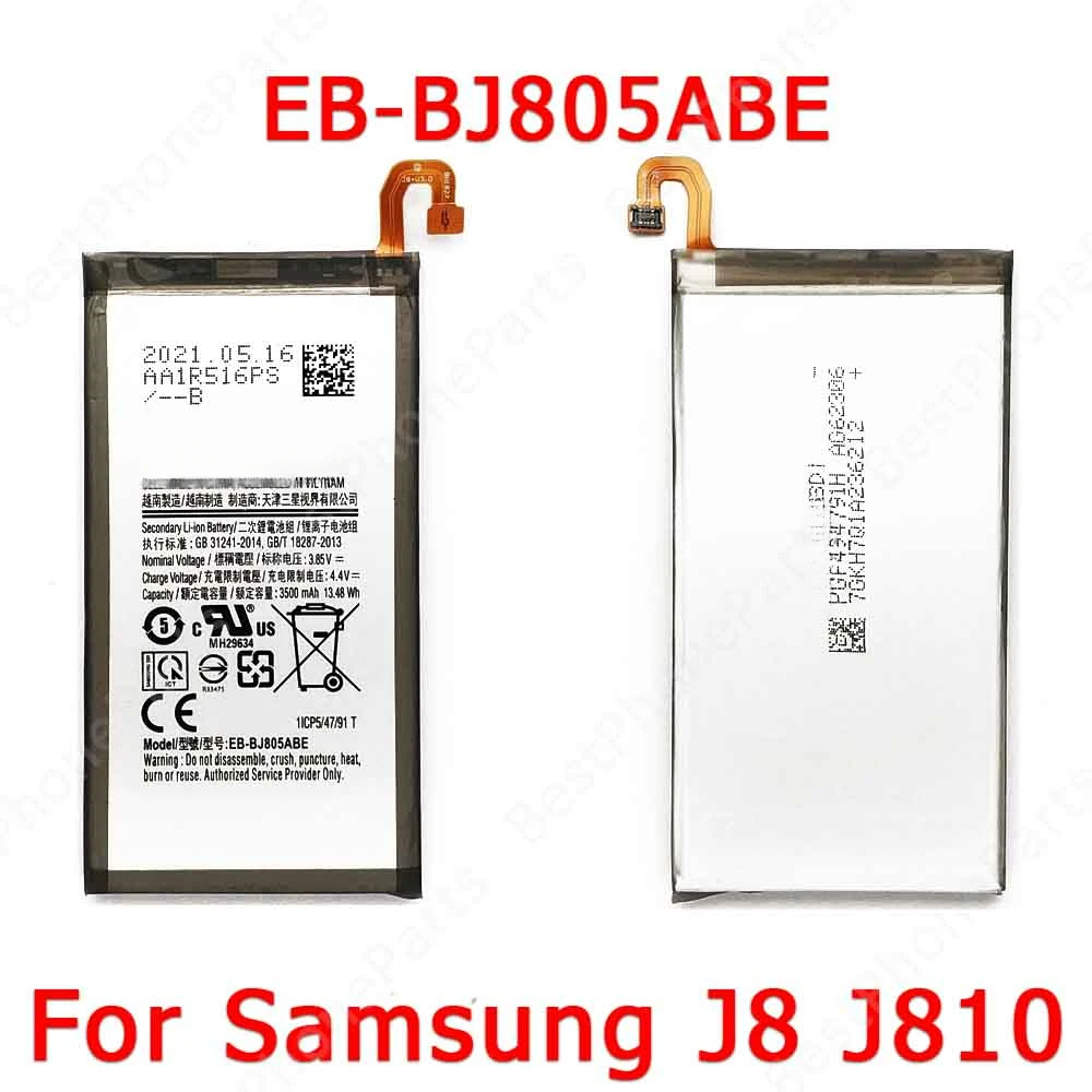 Battery For Samsung Galaxy J8 J810 Battery Cellphone EB-BJ805ABE Spare Parts Replacement 3500 mAh Bateria