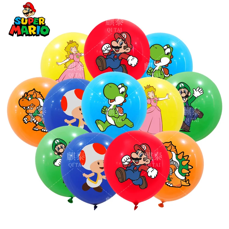 

New Super Mario Balloon Set Mario Bros Theme Action Figure Toy Luigi Peach Latex Balloons for Parties Decor Kids Birthday Gifts