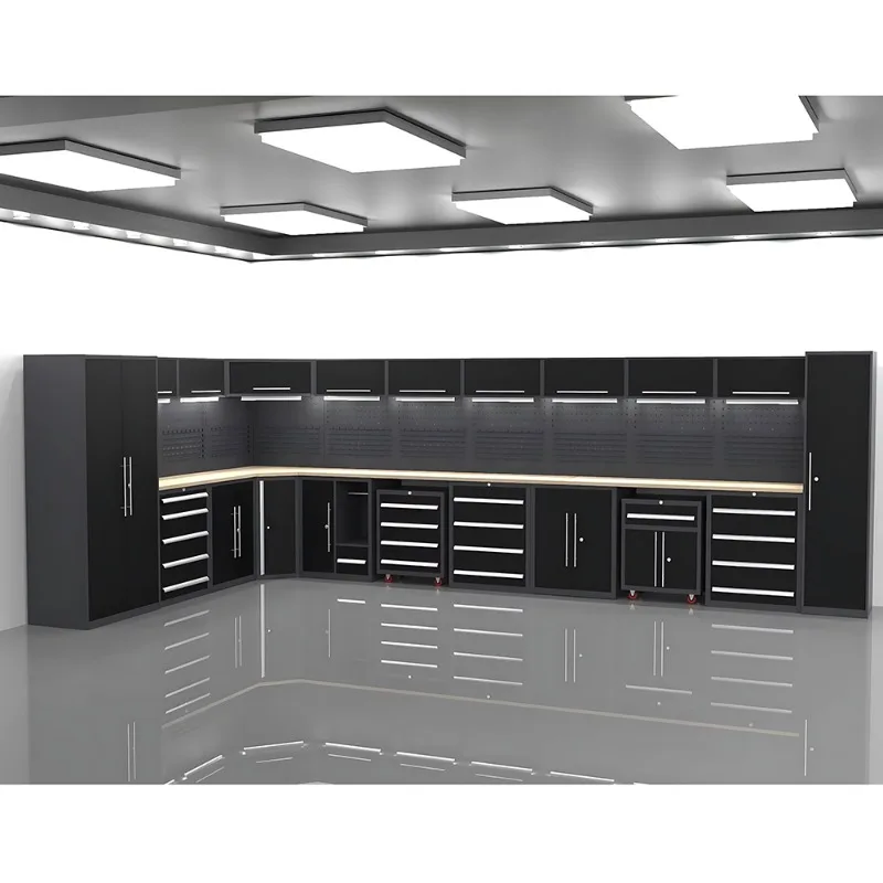 Modern Modular Steel Storage Bench Heavy Duty Garage Toolbox Customizable Workshop System
