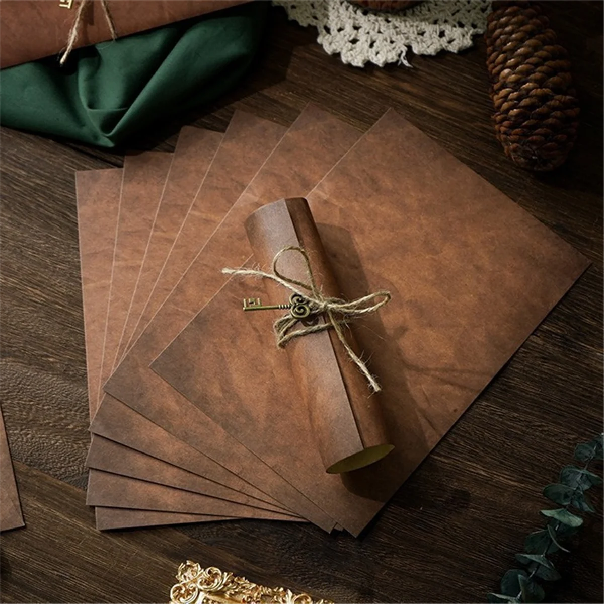 Vintage Stationary Paper and Envelopes Set, Includes Letter Paper, Envelopes, Vintage Accessories, Rope