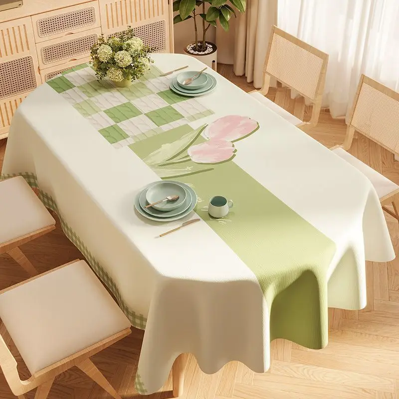 Tablecloth Oval PVC Tablecloth Waterproof, Oil-proof, Anti-scalding, No-wash Cloth, Coffee Table Cloth, Universal Tablecloth