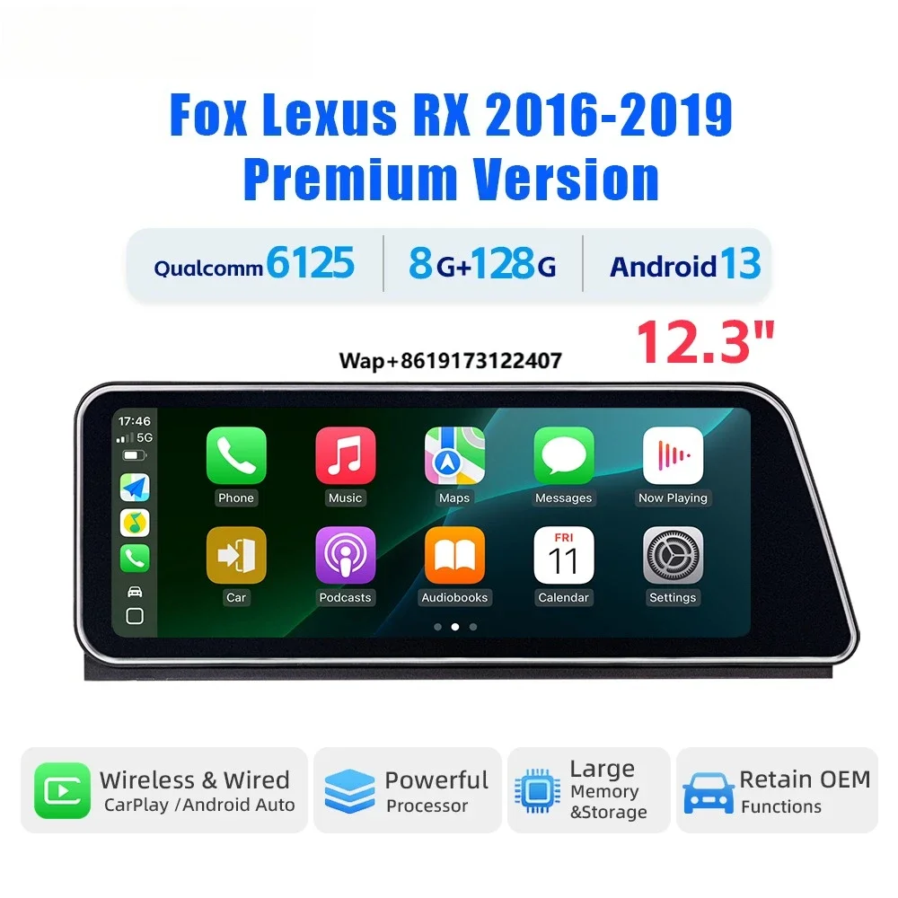RX 2016-2019 Premium Version Car DVD Player 12.3''  with Wireless CarPlay Android Auto Interface Binarytek