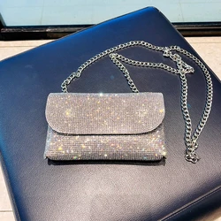 Borsa con strass per donna 2024 Mini borse e borsette pochette portafogli donna borsa a tracolla da sera con catena in pelle PU