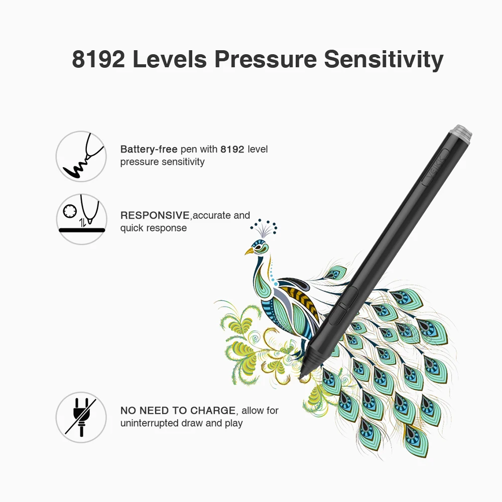 Drawing Tablet A15 Graphic Tablet 10x6 inches Digital Drawing Tablet with 8192 Induction Levels 5080 LPI Red Button