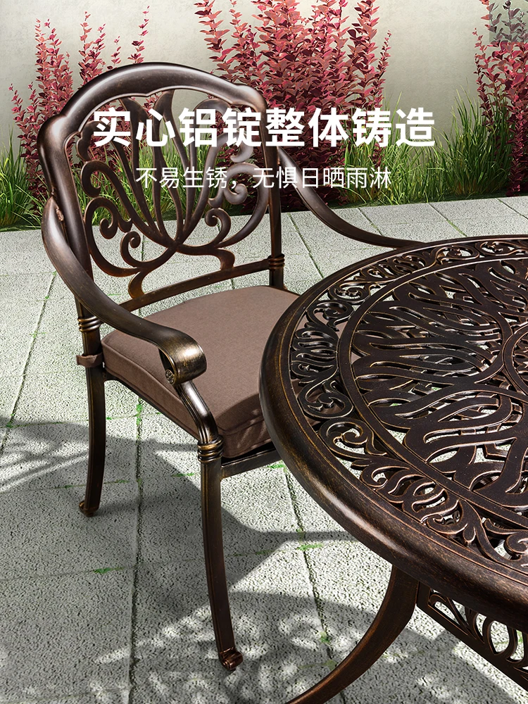 Purple Leaf Outdoor Table and Chair Courtyard Outdoor Aluminum Alloy Dining Table Leisure Garden Iron Art Table Terrace Outdo