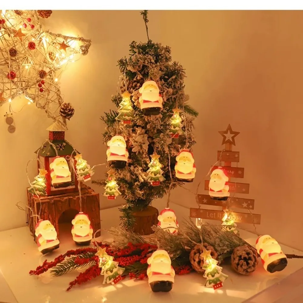 1.5 metri LED Christmas String Lights 3D fai da te Decor Tree Lantern Strip Battery Version Pendant Santa Snowman Style