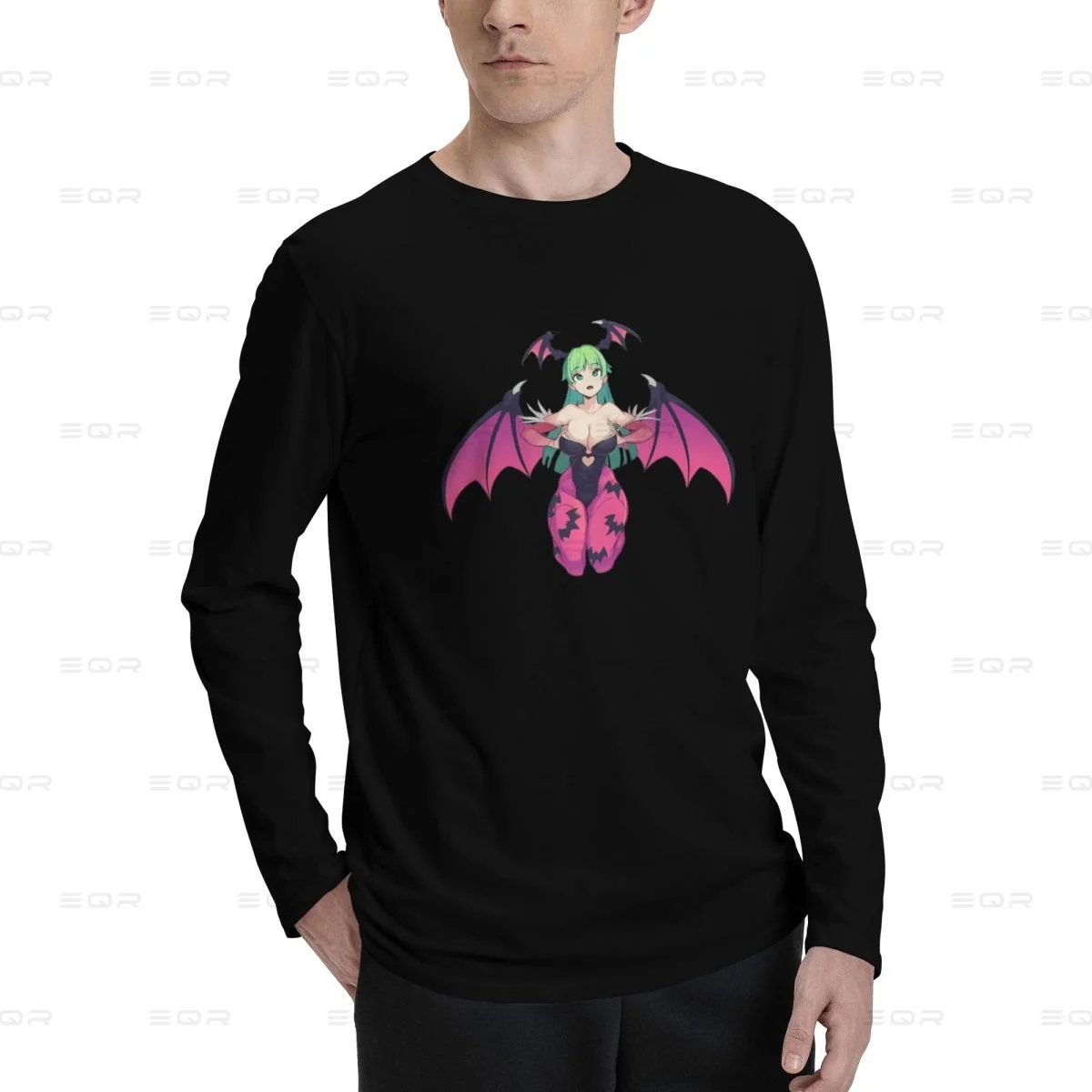 Morrigan Aensland men Cotton Digital Direct Spray printed long sleeved T-shirt,Darkstalkers fashion Unisex Tees