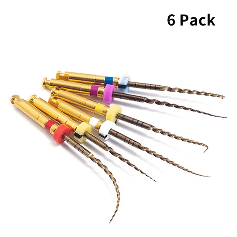 X-Pro Gold Protaper NITI Rotary Files, 6PCS Endo Controlled Memory Files (Assorted 25MM)