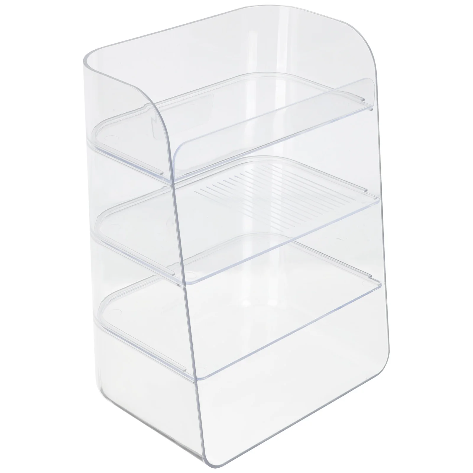 

Modern Clear Storage Organizer Box for Makeup Brushes Bottles and Skincare Reusable Desktop Holder Bathroom Counter