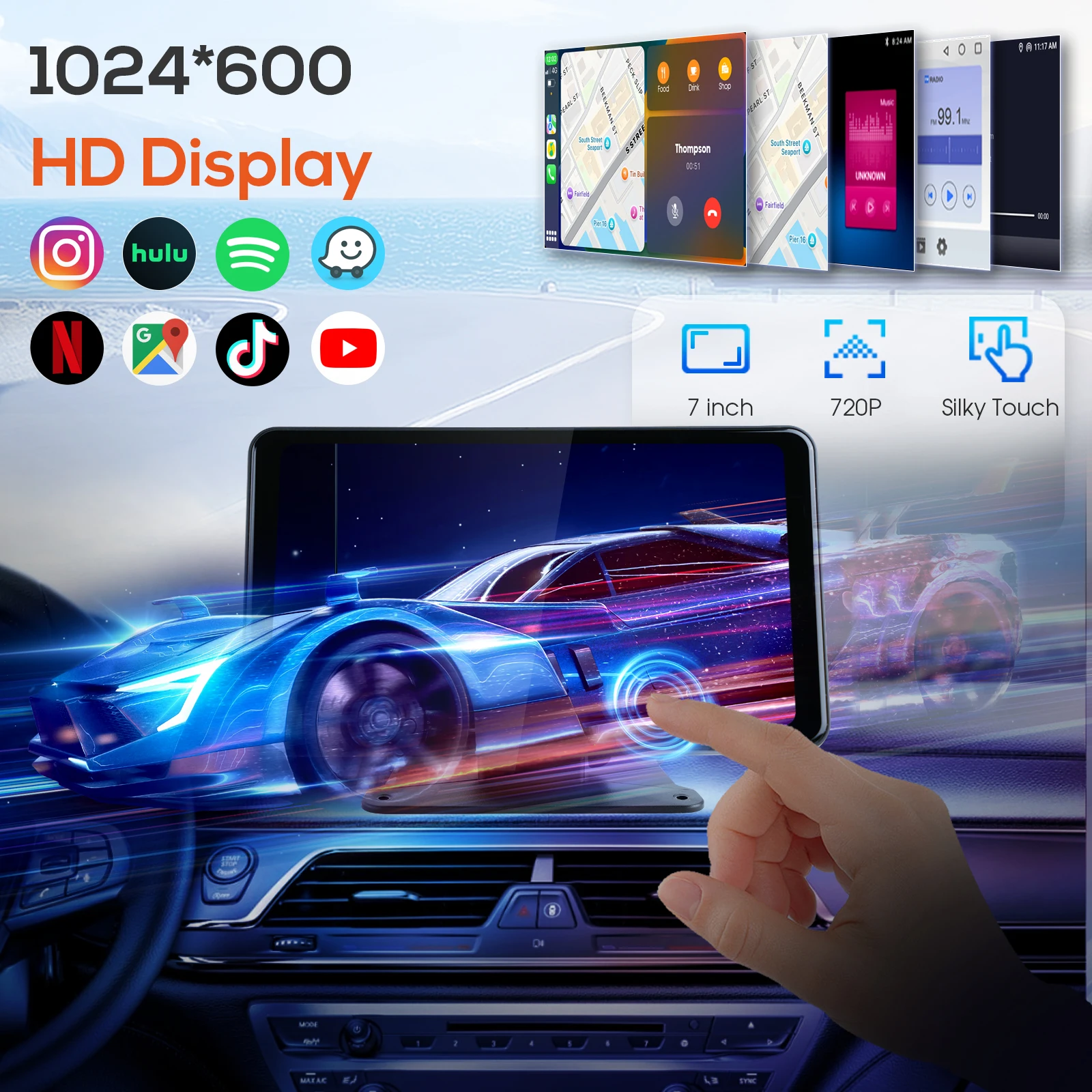العالمي 7 بوصة راديو السيارة الوسائط المتعددة مشغل فيديو لاسلكي Carplay أندرويد السيارات لينك BT 5.0 AUX TF FM مشغل السيارة ستيريو السيارة