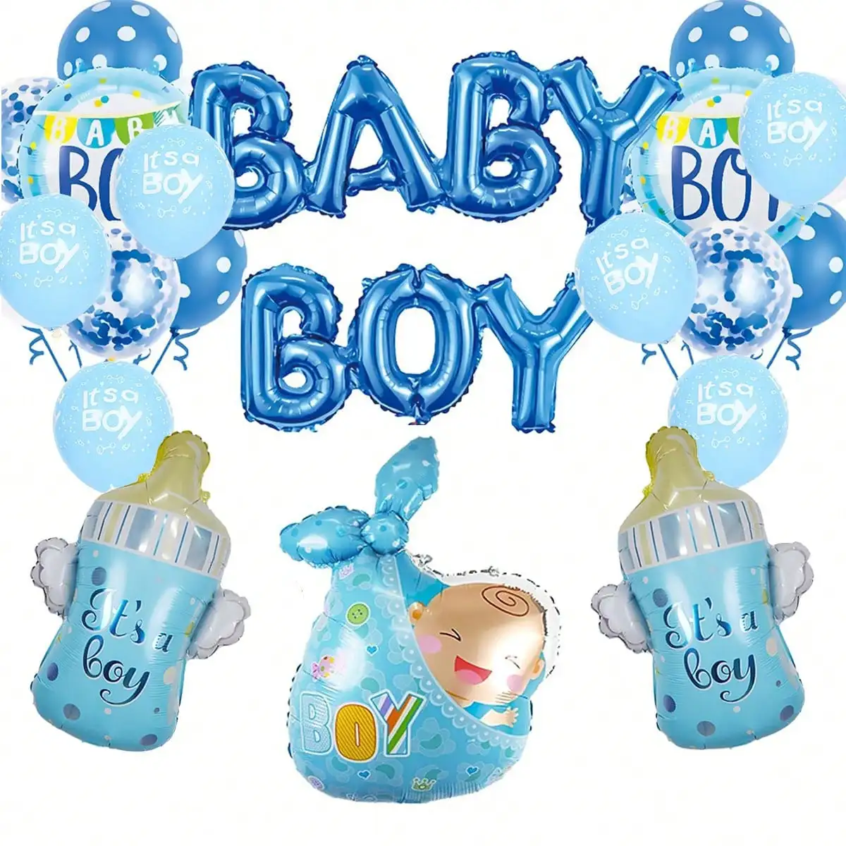 21 Piezas de Decoraciones para Baby Shower, Globos de Aluminio para Revelación de Género, Decoraciones con Globos para Bebé Niño, Globos It's A Boy