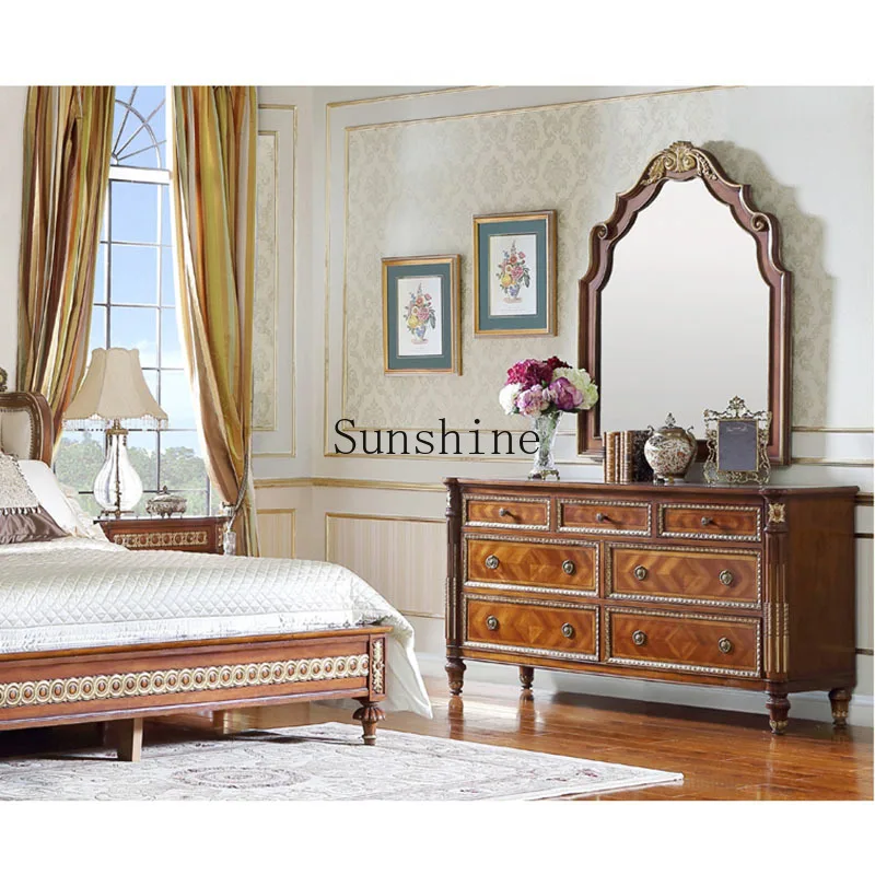 

European solid wood parquet seven buckets locker bedroom dresser partition custom furniture