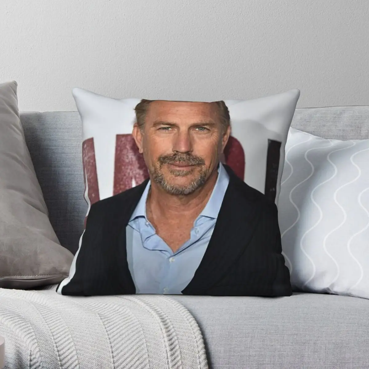 كيفين كوستنر-بوليستر كسوة وسادة مربعة من الكتان ، كسوة وسادة إبداعية بسحاب ، غطاء وسادة سرير ، ديكور #1