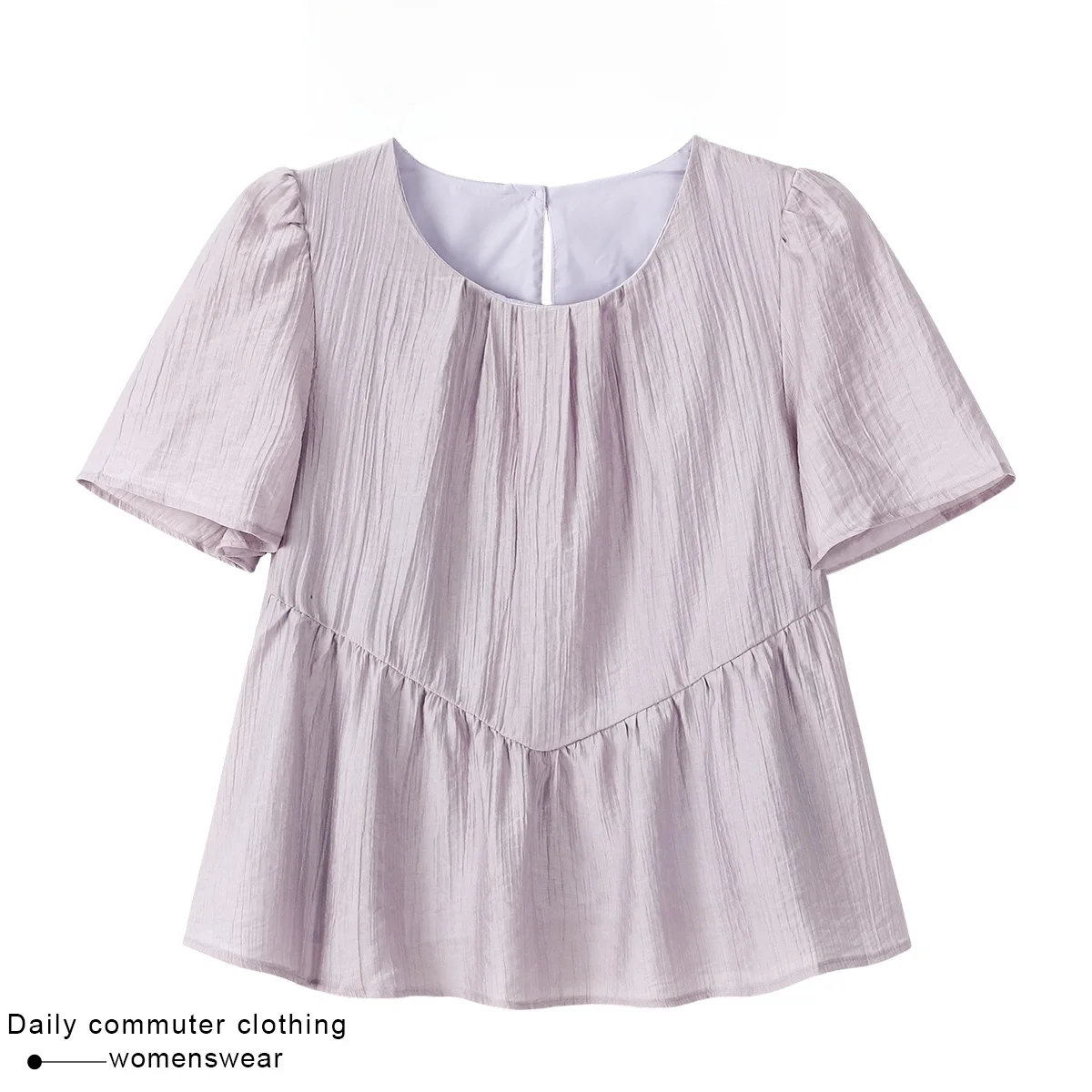 

Coehkg Women's Folded ort Sve irt Spring Summer round Ne Design Sensation Doll irt Loose Fit Bubble Sve Top