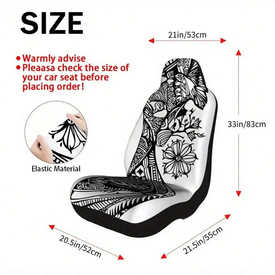 

Black And White Floral Pattern Car Seat Cover Set Elastic Breathable Material For Adult Vehicle Seats