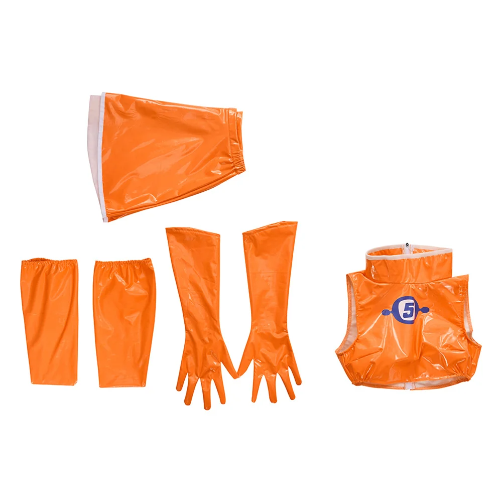 قناة الفضاء 5-Ulalas تأثيري حلي مثير المرأة البرتقالية أعلى تنورة موحدة هالوين كرنفال حزب الزي #6