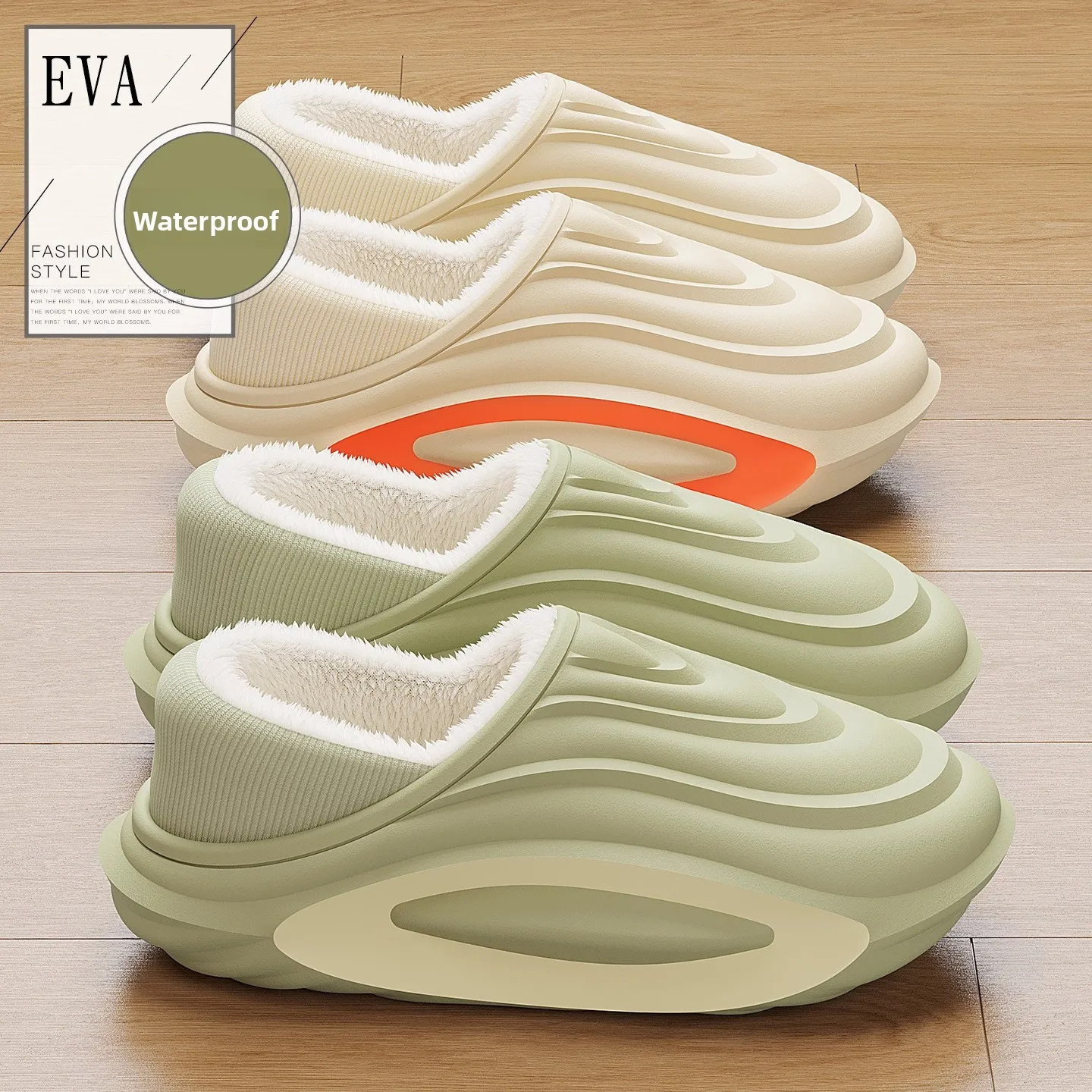 Fashion Women Men Winter Warm Cotton Slippers Thick Platform Waterproof Anti-slip Fleece Lined Plush House Slides Indoor Outdoor