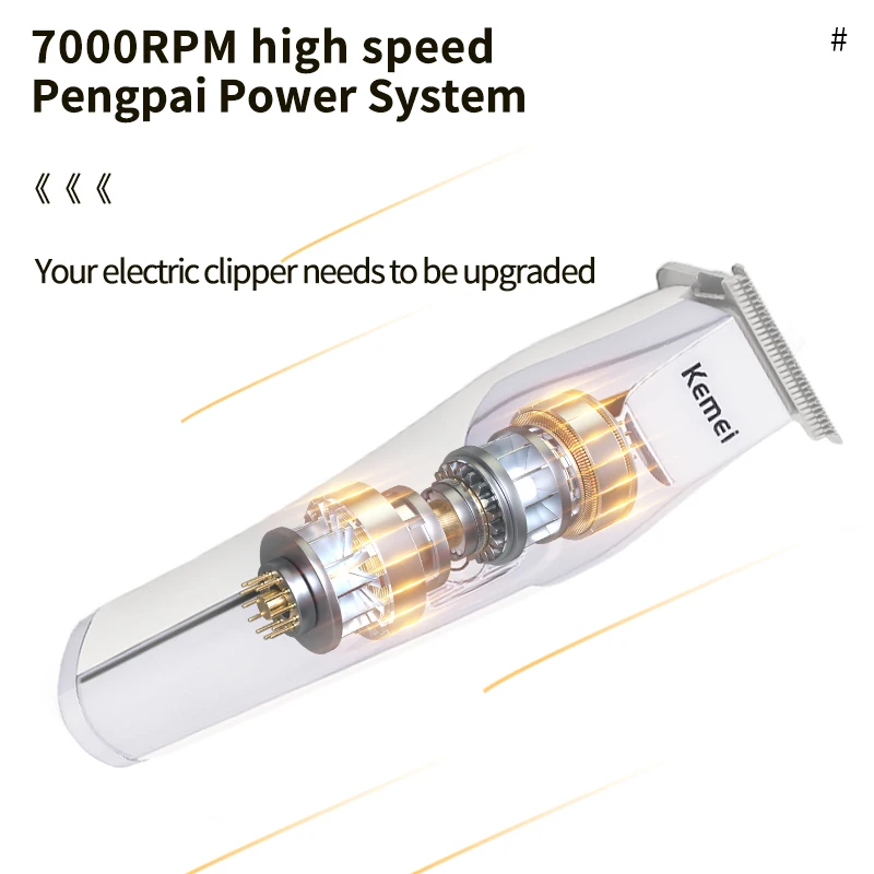 Kemei 5207 электрическая машинка для стрижки волос для мужчин с нулевым зазором USB перезаряжаемые домашние инструменты для стрижки волос профессиональный парикмахерский беспроводной триммер для волос