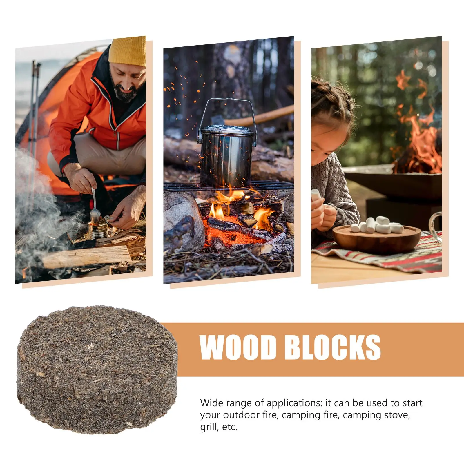 10Pcs Wood Kindling Blocks Fires Starting Tools BBQ Camping Burning Firelighters Survival Wood Firelighters for Outdoor