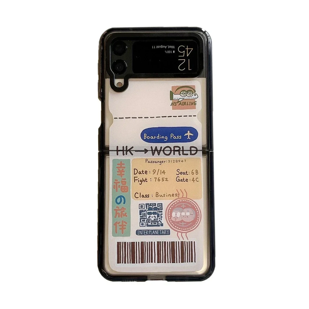 

Black Border Acrylic Bar Code Phone Case for Samsung Galaxy Z Flip 5 4 3 Back Cover for ZFlip3 ZFlip4 ZFlip5 Hard Case Shell