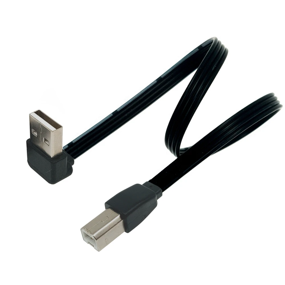 USB 2.0 حتى أسفل زاوية 90 درجة ذكر إلى USB2.0 نوع B ذكر سوبر شقة مرنة تمديد usb2.0 B ذكر كابل محول 0.1-1 متر