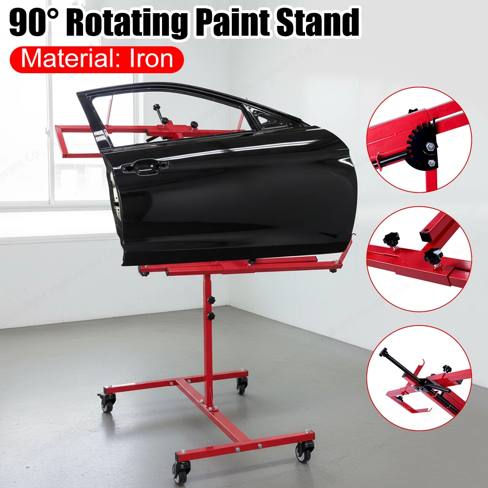 

Multifunction Paint Stand Adjustable 90 Degree Rotating with 4 Wheels for Painting Stands Auto Body Fender Hood Stand