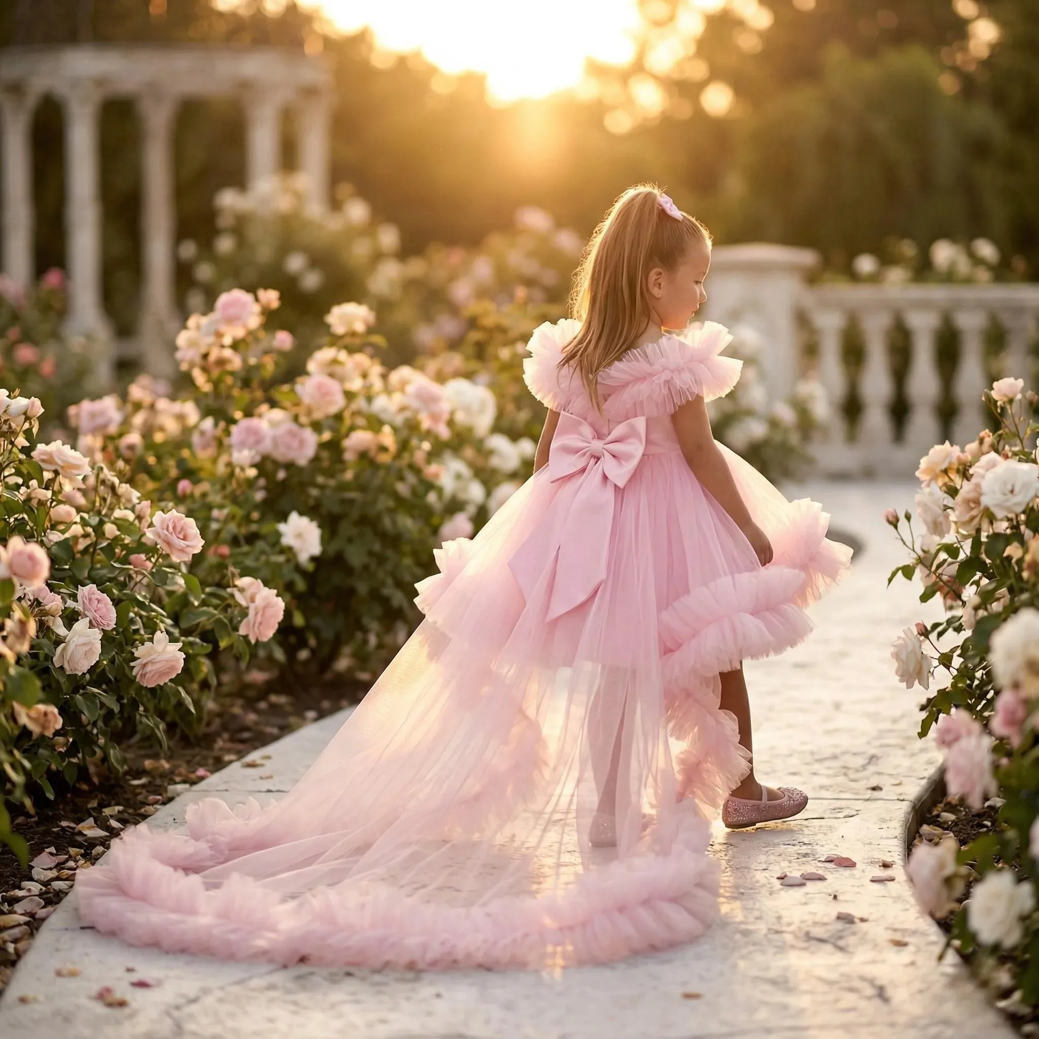 Handmade Wedding Dress First Christmas Dress Party Dress Flower Girl Dress with Delicate Lace Trim Puffy Skirt Chic Design Ideal