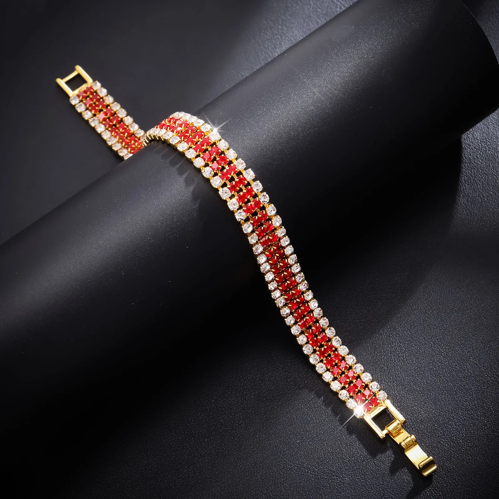 Luxury Roman Crystal Bracelet For Women Multicolor Luxury Full Rhinestone Claw Chain Hip hop Trend Personality Bracelet Jewelry