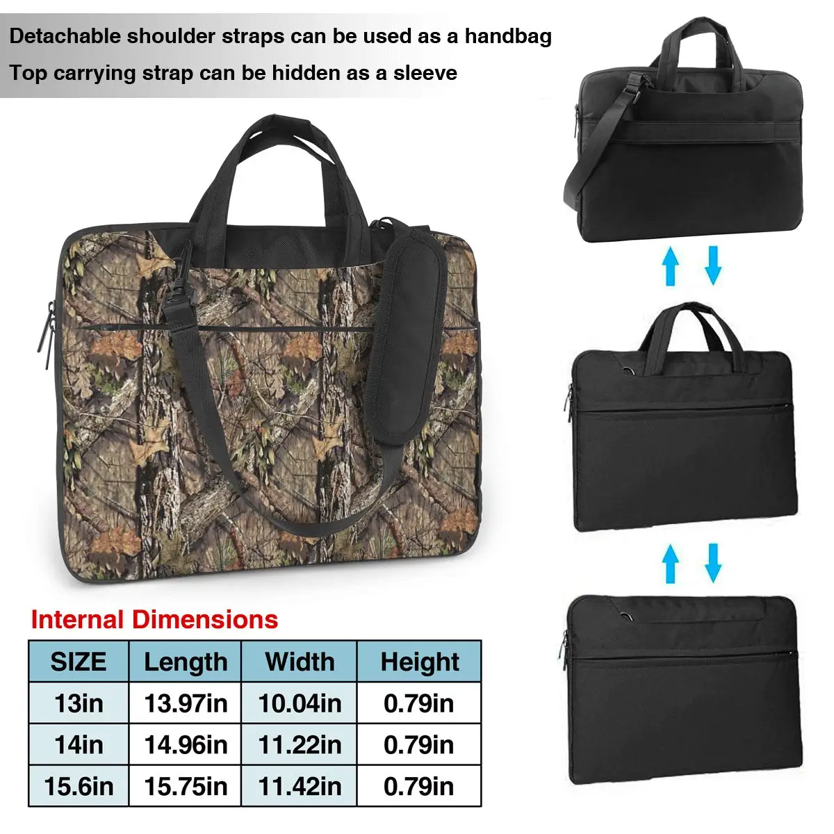 Real Tree Camouflage Laptop Bag Protective Case Computer Bag 13 14 15.6 Inch Crossbody Notebook Pouch For Macbook Pro Air