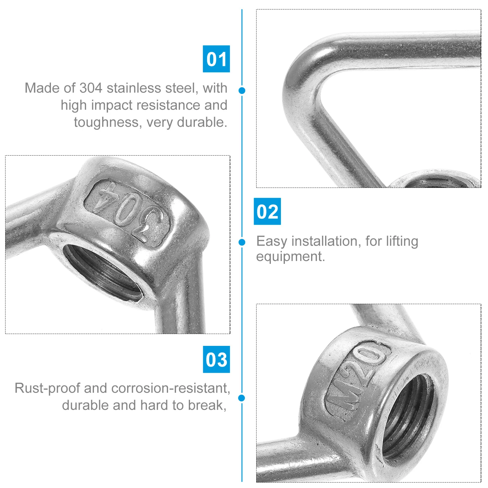 

Stainless Steel Eye Nut Durable Anti Rust Heavy Duty Lifting Hardware Boat Canoe Kayak Accessories