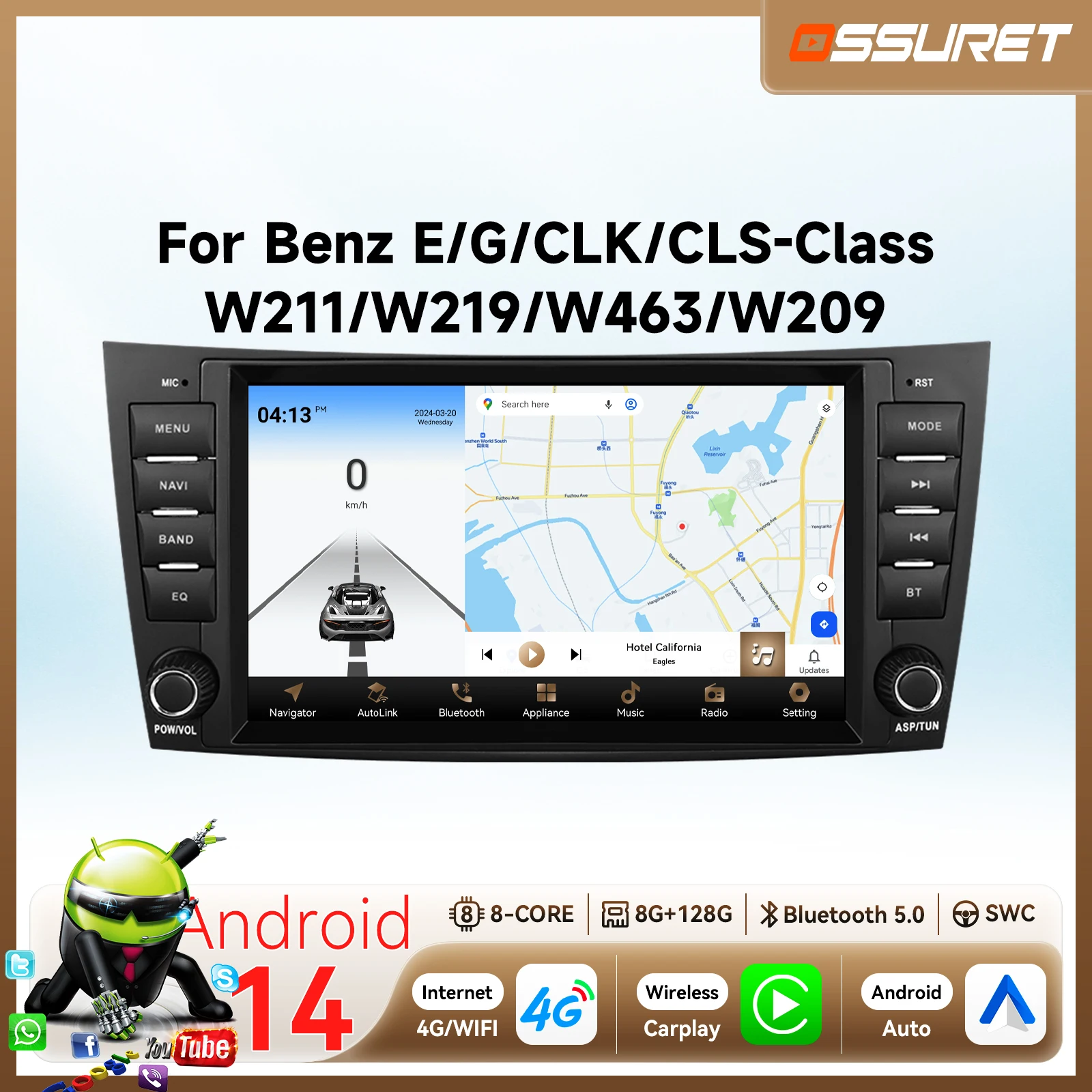 8 "7862 Android Auto Auto radio 4G Carplay Für Benz E-Klasse W211 2002-2009 CLS-CLK-G-Klasse W463 W209 W219 2din Multimedia Player