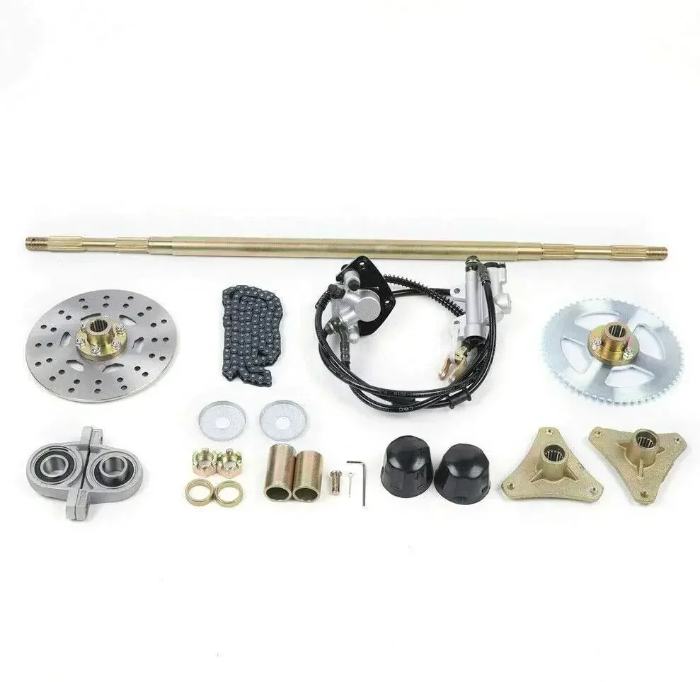 740 mm achterasasset voor Go Kart Quad Trike Drift Bikes, met remconstructie + paar kussenblokken + T8F-ketting