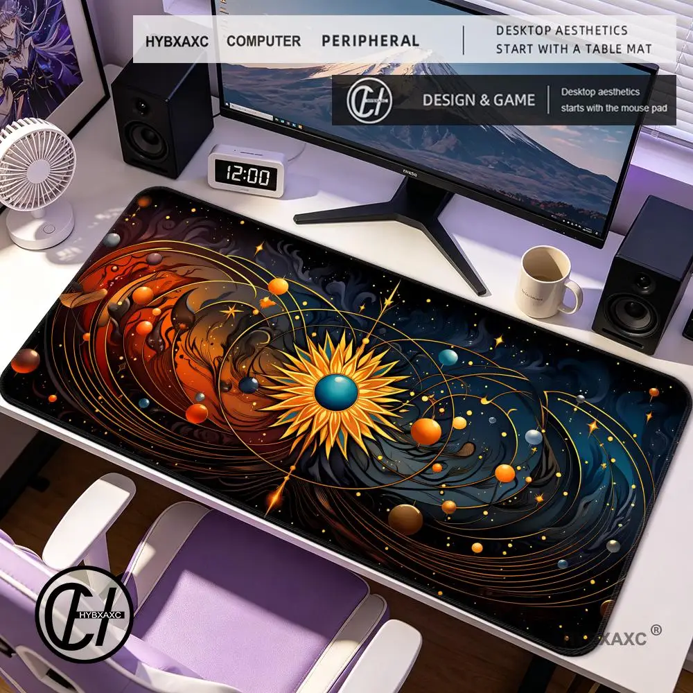 

HYBXAXC Gothic Constellation Large Mouse Pad Locking Edge Extended Gaming Desktop Carpet Laptop Deskmat Keyboard Accessories Rug